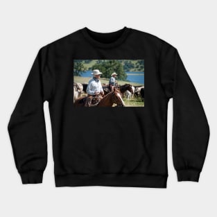 Preparing to herd cattle Crewneck Sweatshirt